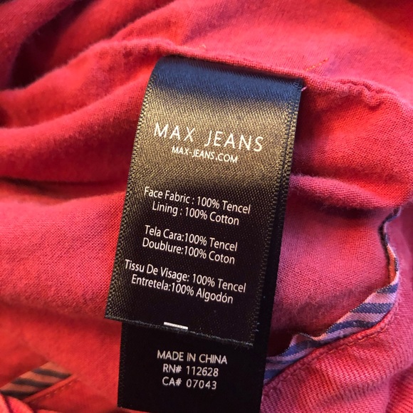 Max Jeans Red Tencel Moto Style Zipper Jacket - Picture 5 of 7